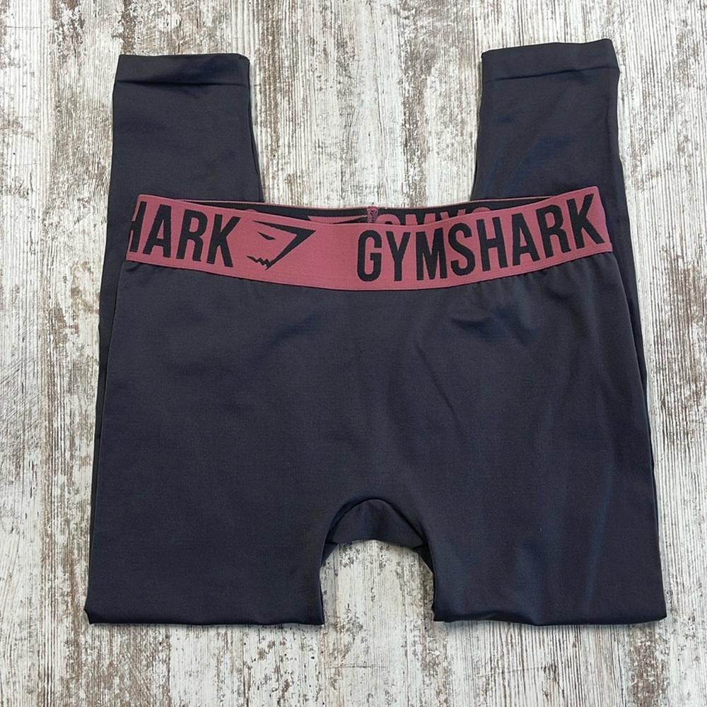 Gymshark Black Leggings with Pink Waistband